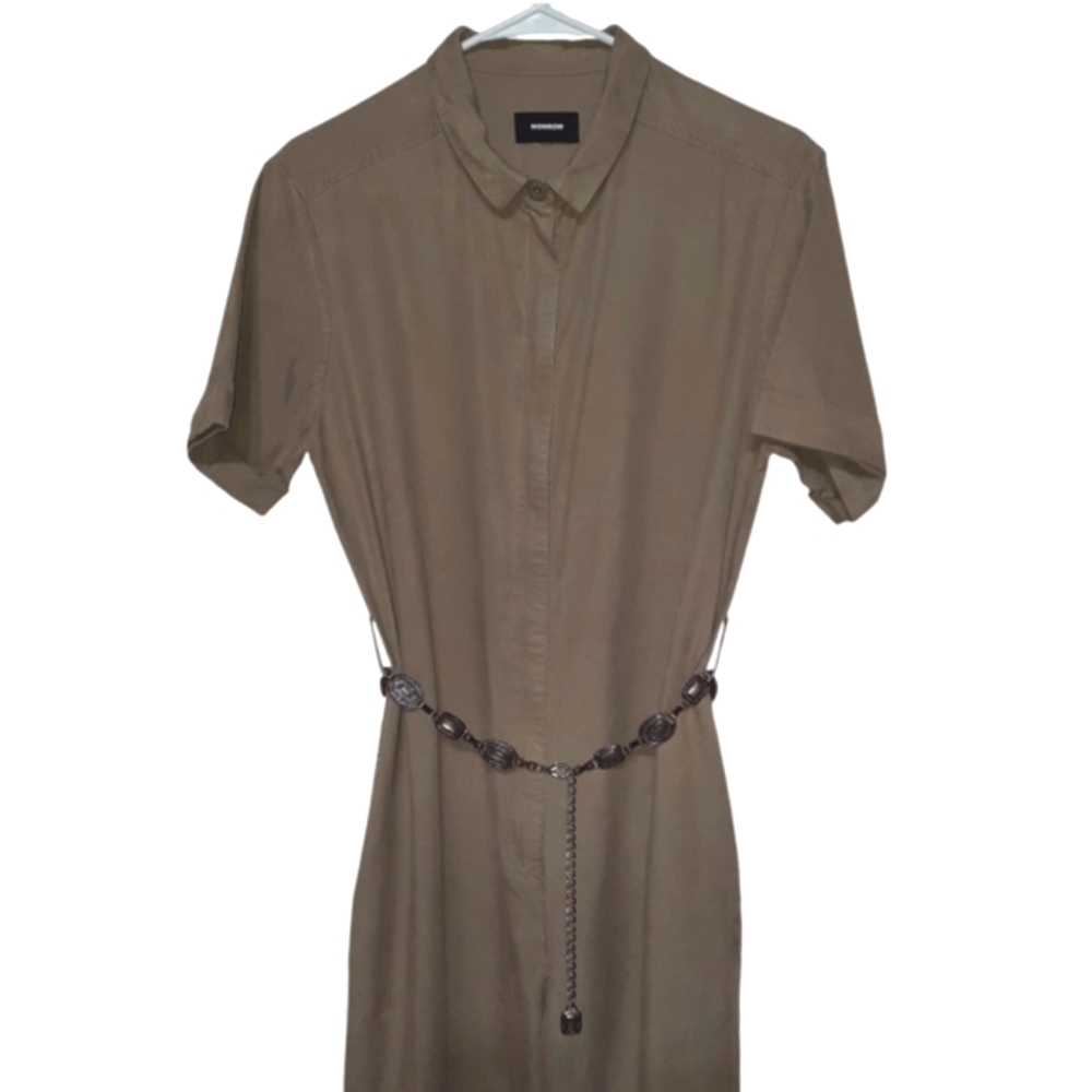 MONROW Utility Jumpsuit Revolve Olive Green Khaki Zip-Up Ankle Jogger Style M - Picture 4 of 10